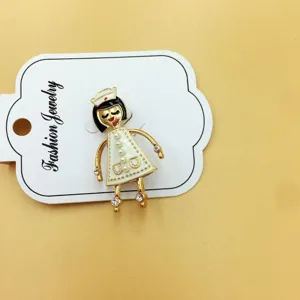 Mini spilla da donna con disegno animato smalto strass elegante accessorio per borse.