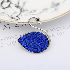 Exquisite blue rhinestone swan brooch, elegant animal crystal pin for women and girls clothing.