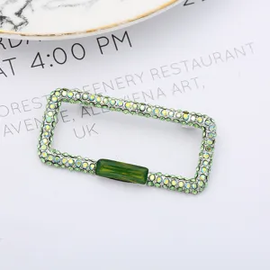 Exquisite rectangular rhinestone brooch crystal clothing pin shiny green crystal corsage accessory