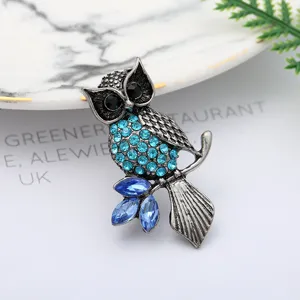 Charmante vintage kristallen uil broche, elegante strass dieren speld voor kledingstukken.