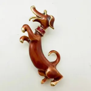 Vintage Legierung Strass Hund Brosche Lackiert Dackel Anstecknadel Süßes Tier Abzeichen Für Kleidung Kleid Deko Accessoires