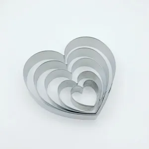 Heart Shaped Cookie Cutter Set Stainless Steel Metal Cake Molds DIY Baking Kitchen Pastry Tool Set