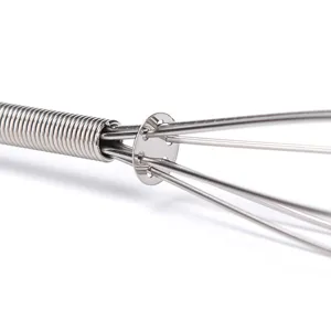 Stainless steel mini spring whisk, perfect for egg beating and baking food prep tool.