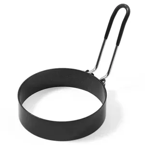 Anti-stick stainless steel round egg ring former tool for easy use kitchen breakfast cooking.