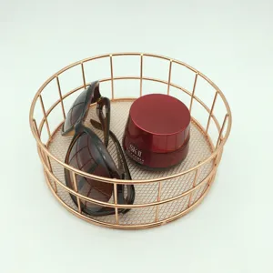 Roségold Metall Drahtgeflecht Aufbewahrungskorb Schreibtisch Organizer für das Büro.