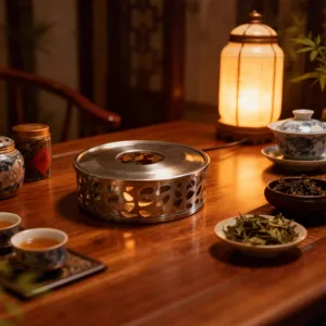 Stainless steel tea warmer base candle stove for glass teapot heating and tea warming.