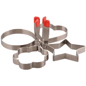 Stainless Steel Fried Egg Mold Anti-Scald Silicone Handle Kitchen Cooking Baking Tool Heart Star Flower Round Shape Egg Rings