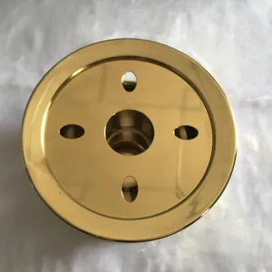 Gold stainless steel tea warmer plate, hollow candle heater top accessory, durable metal part.
