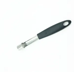 Stainless steel apple corer with comfortable black handle for easy fruit pitting tool