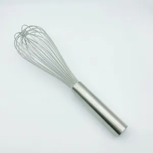 Stainless steel manual kitchen egg whisk, durable wire beater for home baking and cooking use.