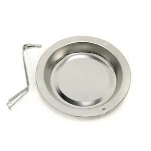 Stainless steel outdoor camping BBQ roasted chicken plate with metal clip for home or camp use.