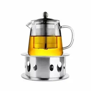Stainless Steel Japanese Tea Warmer Round Candle Heated Tea Base Tea Heater Holder Metal Teapot Warm Base Home Kitchen