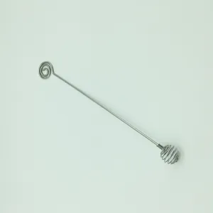 Stainless steel honey dipper and mini whisk stick, portable handheld kitchen tool main view.