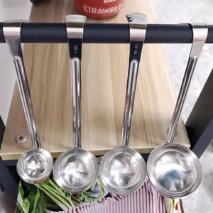 Set di cucchiai misurini in acciaio inox con manico lungo per bar o tè 4 pz