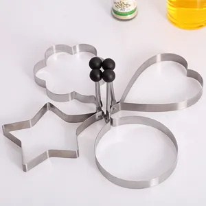 Molde de Acero Inoxidable para Huevo Frito Corazón Estrella Redondo Utensilio de Cocina