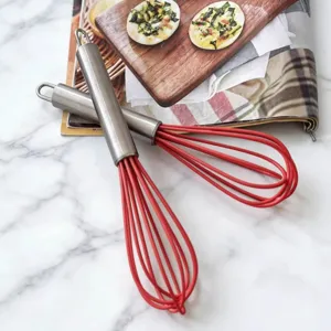 Manual stainless steel handle silicone balloon whisk for baking and cooking tasks tool
