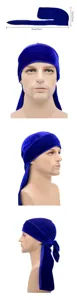 Blauer Samt Durag für Männer Frauen Wave Cap Piratenhut langer Schwanz atmungsaktiv