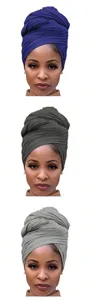 Close-up detail view of solid color stretch turban head wrap showing color options.