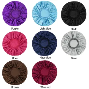 Multicolor satin sleep cap elastic hair bonnet for women hair care and styling protection