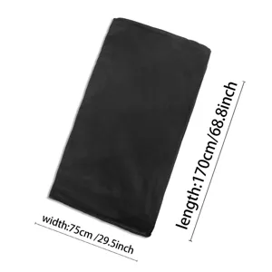 Solid black plain fabric head wrap scarf with clear dimensions of width and length for daily wear.