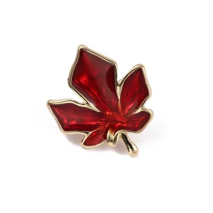 Elegante rote Emaillierte Ahornblatt Brosche für Damen, goldener Anzug Anstecknadel Schal.