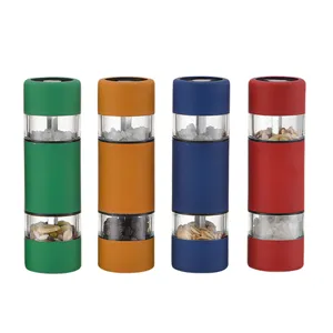Ensemble de moulin a sel et poivre manuel portable avec compartiments transparents cuisine.
