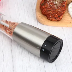 Stainless steel electric pepper grinder gravity salt mill kitchen cooking tool detail