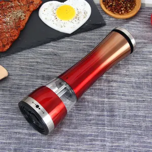 Stainless steel electric pepper grinder for kitchen, ceramic core salt and pepper mill tool.