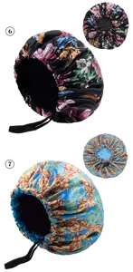 2025 new satin sleep cap with adjustable elastic band, floral printed night cap for women.