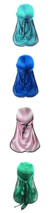 Seidenweiches Durag für Wellen Mütze Langschwanz Satin Kopftuch Mehrfarbig 4er