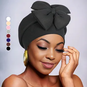 Women Turban Hat Bowknot Polyester Versatile Casual Headwrap African Indian Cap Elegant Fashion Hair Accessories