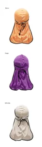 Silky satin durag with long tail and piping detail, smooth head wrap for daily wear.