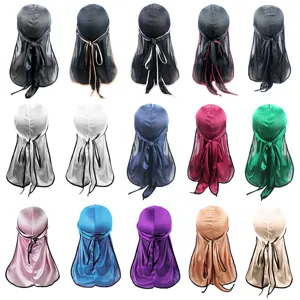 Seidenartiger Durag Satin Piratenhut Langer Schwanz Elastische Wave Cap Für Herren Damen Haarpflege Kopfbedeckung