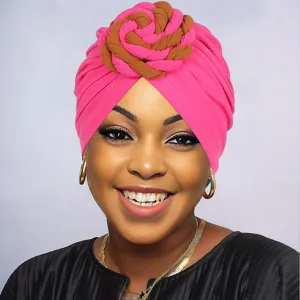 Turbante trenzado bohemio con flor sombrero mujer moda diadema versátil vista de detalle