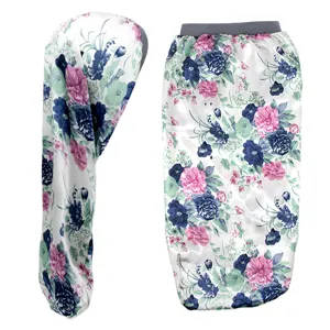 Femme long bonnet de nuit en satin floral coiffe de soin pour cheveux longs élastique