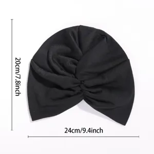 Black solid color twist turban hat, stylish Indian head wrap for women daily wear.