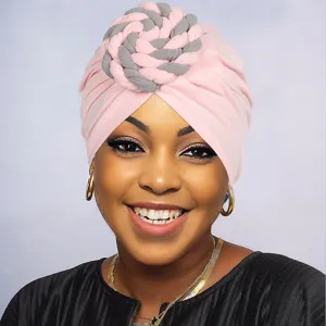 Turbante trenzado bohemio para mujer, pañuelo versátil suave y cómodo gorro oncológico.