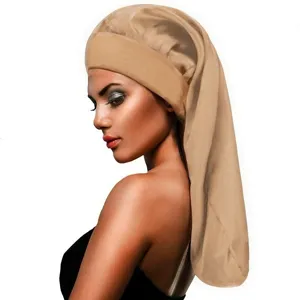 Silk Satin Sleep Cap for Long Hair, Extra Large Slouchy Night Bonnet with Wide Elastic Band