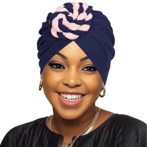 Gorro turbante con nudo bohemio para mujer, sombrero de quimioterapia elegante.