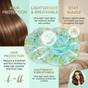 Double layer satin sleep cap floral hair bonnet breathable mesh night cap for hair protection.