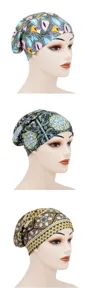 Cotton print chemo cap sleep cap soft elastic turban hat for women comfortable night headwear