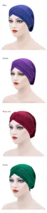 Women milk silk twist turban chemo cap solid color breathable head wrap for daily wear