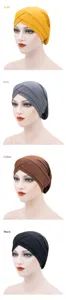 Women milk silk turban cap chemo hat head wrap elastic soft breathable daily headwear multi-color