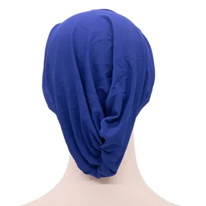 Women milk silk turban cap chemo headscarf solid color pleated back daily Muslim hijab hat