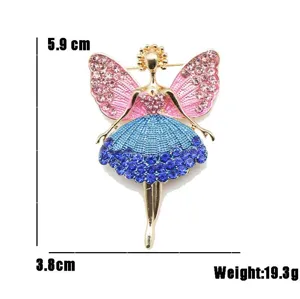 Elegante spilla angelo in strass lega cristallo ballerina spilla moda accessorio abbigliamento.