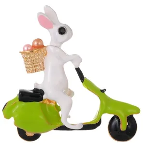 Spilla con coniglietto in scooter smaltato, graziosa spilla animale per abito da donna decorazione