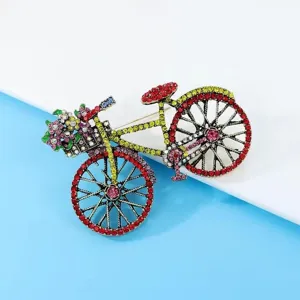Exquisite Strass Fahrrad Brosche Detail, bunte Kristall Anstecknadel für Damen Kleidung Dekor