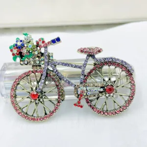 Bunte Strass Fahrrad Brosche Pin Mode Damen Kleidung Accessoires Kristall dekorativer Schmuck