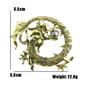 Antike goldene Drachen Brosche Strass Perle Anzug Jacke Pin Mode Schmuck Zubehör