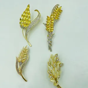 Elegantes Weizenähren Brosche Set mit Kristall und Strass Design für Damen Mode Zubehör